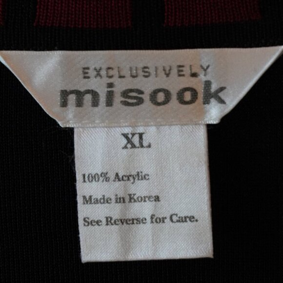 Misook, Striped Open Front Jacket Cardigan, Black, Maroon - Picture 4 of 4